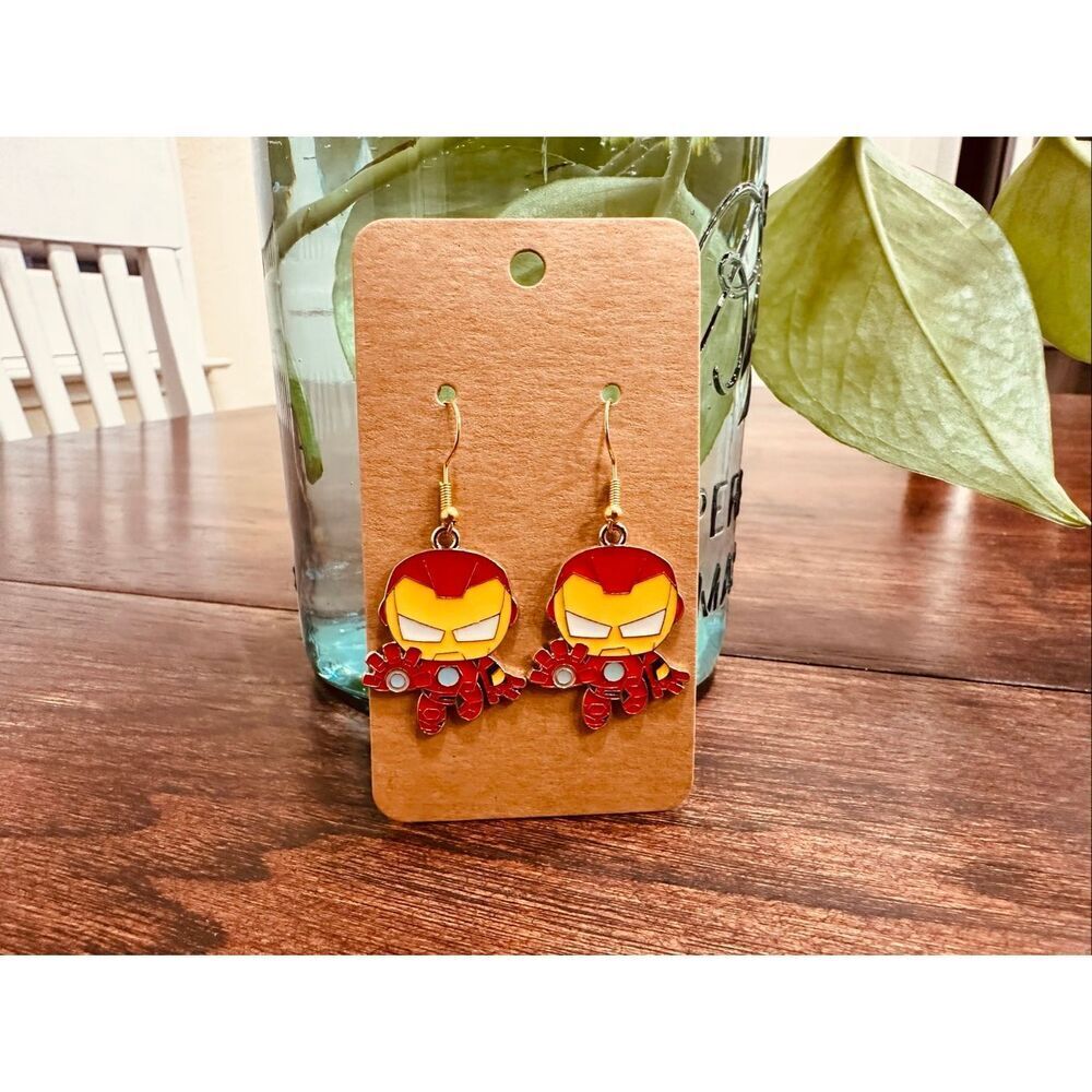 Iron Man Marvel Movie Red and Yellow Dangle Drop Earrings New